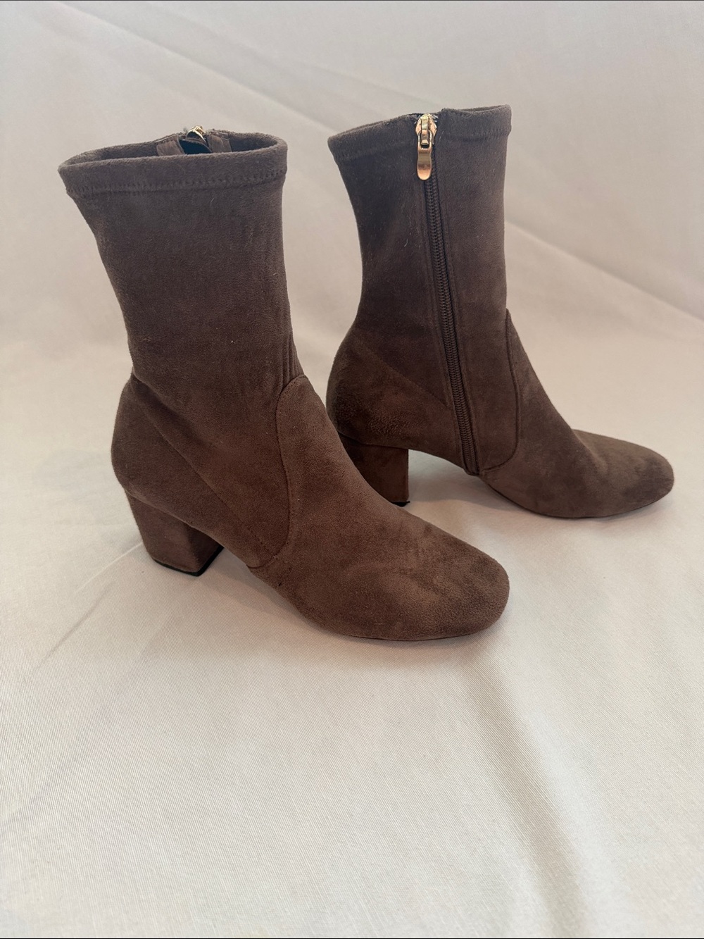 Anthropologie Brown Suede Mid-Block Heel Ankle Boots